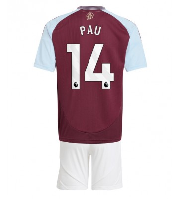 Aston Villa Pau Torres #14 Primera Equipación Niños 2024-25 Manga Corta (+ Pantalones cortos)